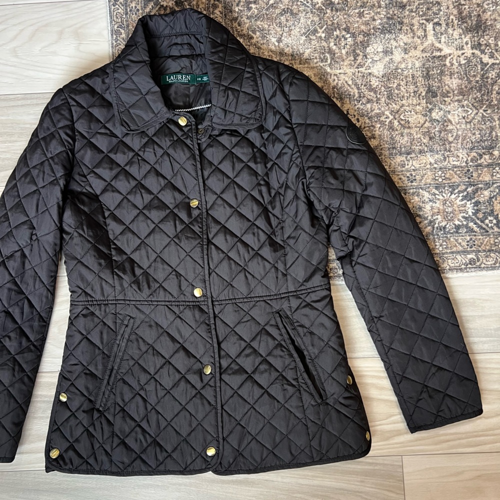 Lauren Ralph Lauren Black Quilted Snap-Front Jacket